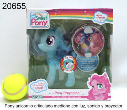 Imagen de PONY UNICORNIO ARTICULADO MEDIANO CON LUZ-SONIDO Y PROYECTOR 12.23